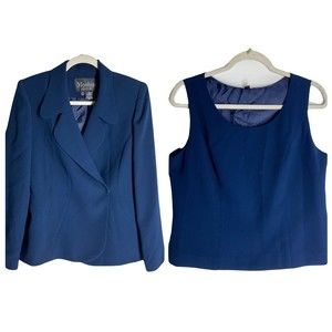 Moshita Couture Womens 2PC Blazer Suit Jacket Blue Size 10